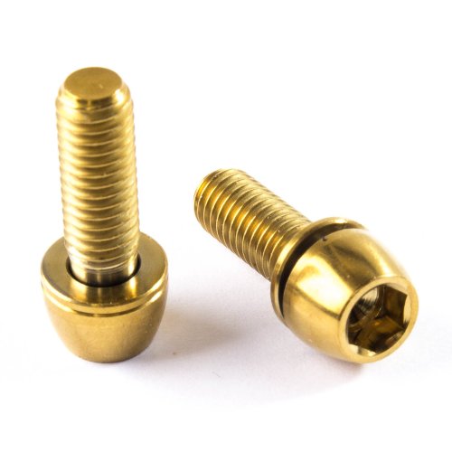 Titan Schrauben M6 x 18 mm - Innensechskant konischer Kopf - mit Unterlegscheibe - Gold Nitriert