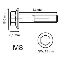 Titan Schraube M8 x 20 mm x 1.25 - Sechskant mit Bund