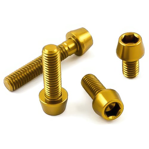 Aluminium - Schrauben - Innensechskant konischer Kopf - Gold - M6 x 55 mm - Made in Germany - 4,3 g