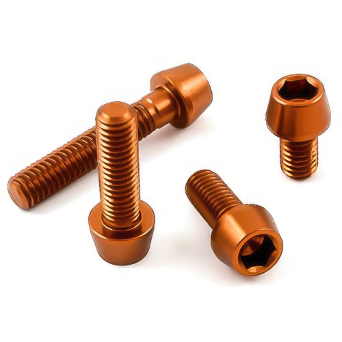 Aluminium - Schrauben - Innensechskant konischer Kopf - Orange - M6 x 10 mm - Made in Germany - 1,4 g