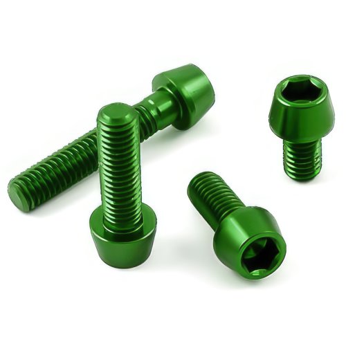 Aluminium - Schrauben - Innensechskant konischer Kopf - Grün - M6 x 25 mm - Made in Germany - 2,3 g