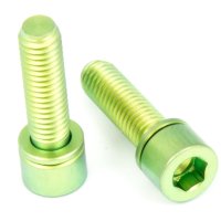 Titan Schraube M5 x 18mm - Innensechskant schmaler Zylinderkopf mit Unterlegscheibe - für Vorbau - Blau