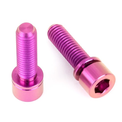Titan Schraube M5 x 18mm - Innensechskant schmaler Zylinderkopf mit Unterlegscheibe - für Vorbau - Violett