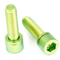 Titan Schraube M5 x 18mm - Innensechskant schmaler Zylinderkopf mit Unterlegscheibe - für Vorbau - Grün