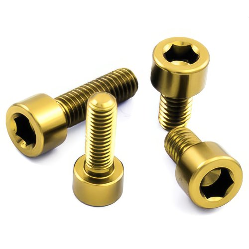 Aluminium - Schrauben - DIN 912 - Made in Germany - Zylinderkopf - Innensechskant - M6 x 25 mm - Gold - 2,3 g