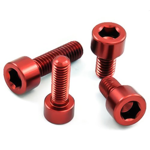 Aluminium - Schrauben - DIN 912 - Made in Germany - Zylinderkopf - Innensechskant - M6 x 10 mm - Rot - 1,4 g