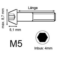Titan Schraube M5 x 15mm - Innensechskant konischer Kopf - Gold nitriert
