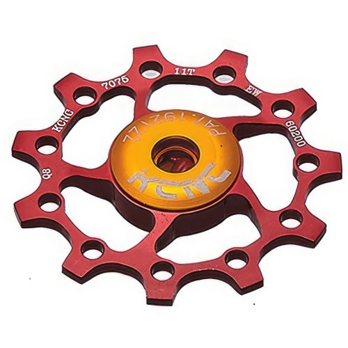 KCNC Alu Schaltröllchen 15 Zähne - mit Keramiklager - Rot - 1 Stk.